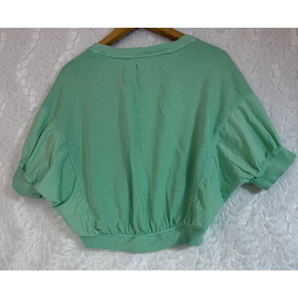 Anthropologie Pilcro Cropped Batwing Sweatshirt Mint Green Retro Style Top Med - Picture 4 of 12